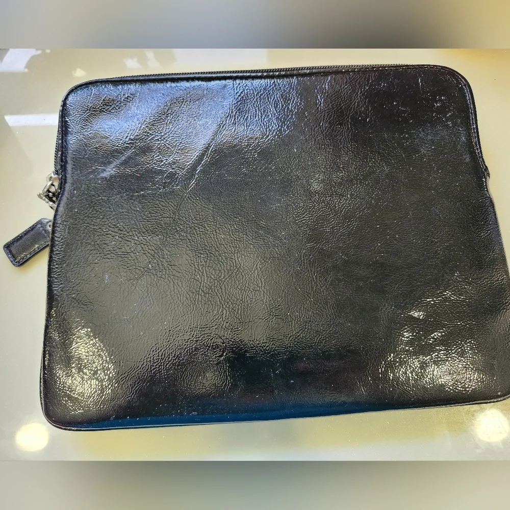 Coach tablet sleeve, black patent